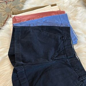 Bundle of 5 J. Crew 00 Chino shorts in navy, periwinkle, pink, white, and tan